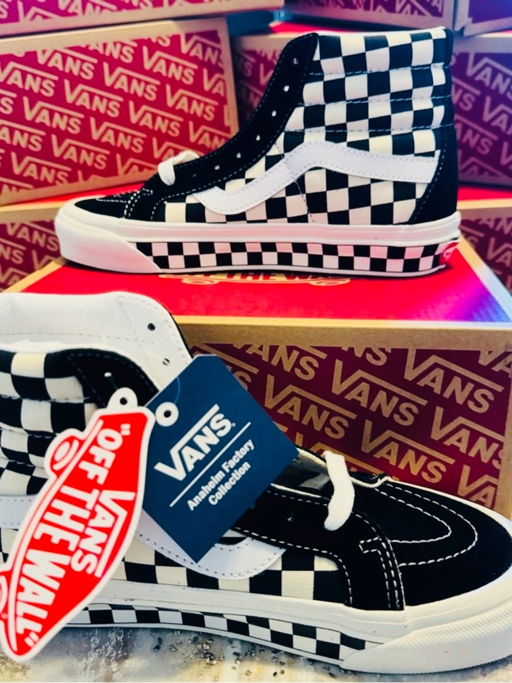 Vans New W / Box Vans Anaheim Sk8-Hi 38 DX High Top Checker Shoes